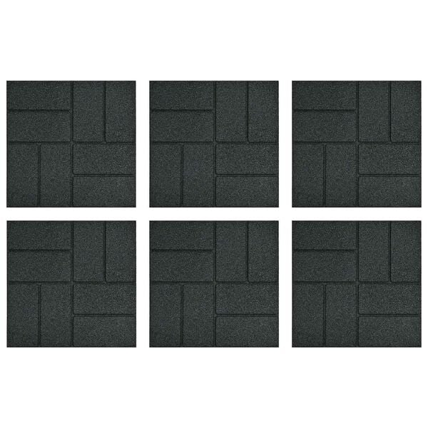 vidaXL Stepping Stone 6 pcs Black 40.5 x 40.5 x 2 cm Rubber