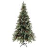 vidaXL Pre-lit Christmas Tree with Pine Cones Green&White 225 cm PVC&PE