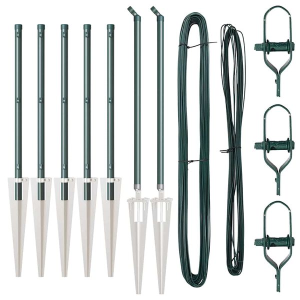 vidaXL Fence Posts Manual 7 pcs Green Ø32mm 100 cm Galvanised steel