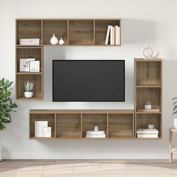 vidaXL TV Cabinet Set Wall-mounted 4 pcs Artisan Oak Engineered Wood