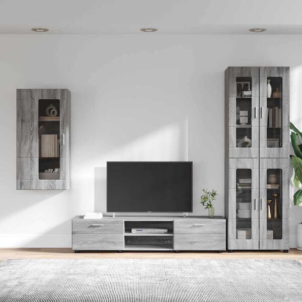 vidaXL TV Cabinet Set with Drawer FLORIN Grey Sonoma Engineered Wood