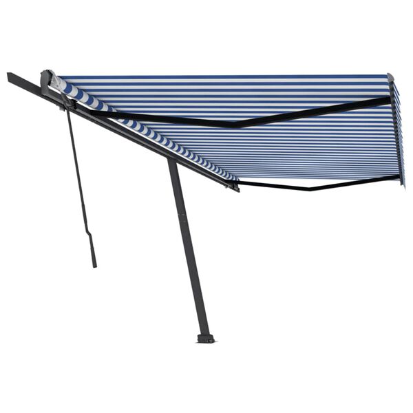 vidaXL Freestanding Manual Retractable Awning 500x300 cm Blue/White