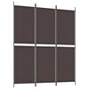 vidaXL 3-Panel Room Divider Brown 150x180 cm Fabric