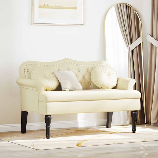 vidaXL Chesterfield Bench Cream 120.5 x 65 x 75 cm Faux Leather