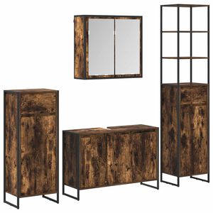 vidaXL Bathroom Furniture Set with Drawer Smoked Oak Engineered Wood