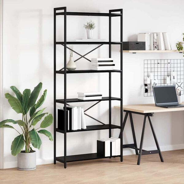 vidaXL Bookshelf Black Oak 80 x 30 x 190 cm Engineered Wood