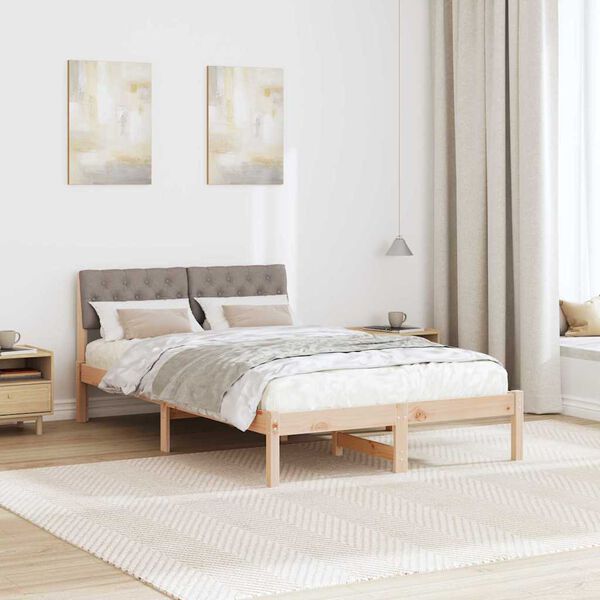 vidaXL Bed frame Brown and taupe 120 x 190 cm Solid pine wood