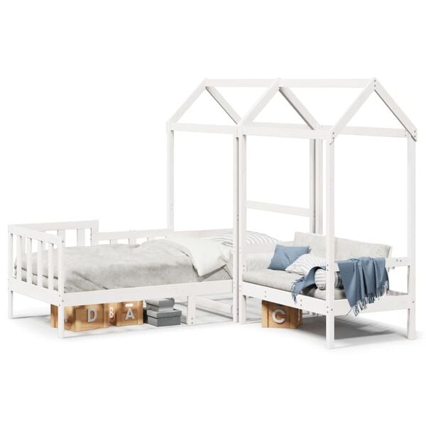 vidaXL Day Bed and Bench Set with Roof without Mattress White 80x200 cm