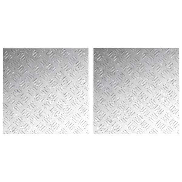 vidaXL Stair Tread Square 2 pcs Silver 50 x 50 cm Aluminium