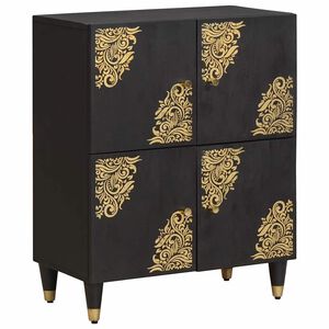 vidaXL Sideboard with Shelf Black 60 x 33 x 75 cm Solid Mango Wood