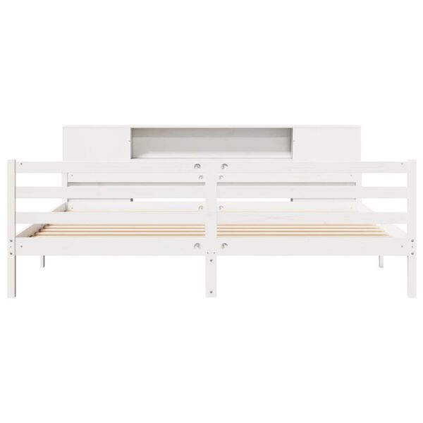 vidaXL Bookcase Bed without Mattress White 180x200 cm Super King Solid Wood Pine