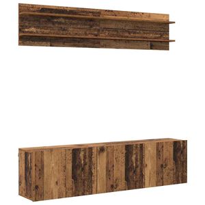 vidaXL TV Units Wall-mounted 6 pcs Old wood Engineered wood