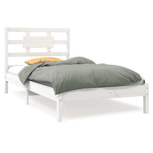 vidaXL Bed Frame without Mattress White 90x190 cm Single Solid Wood
