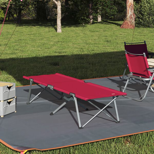 vidaXL Folding Camping Bed Folding Red 62 x 194 x 42 cm Oxford fabric
