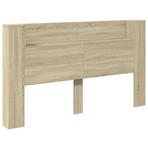 vidaXL Headboard Cabinet with LED Sonoma Oak Engineered Wood