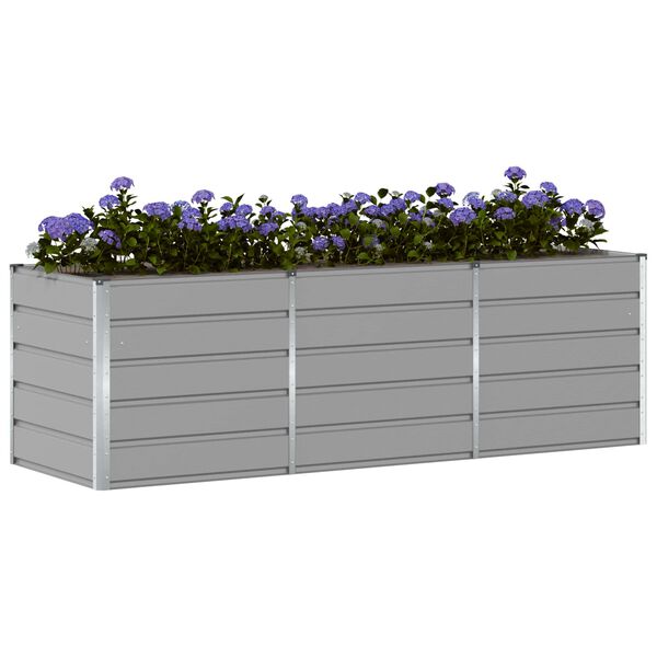 vidaXL Planter Light Grey 240 x 80 x 75 cm Steel