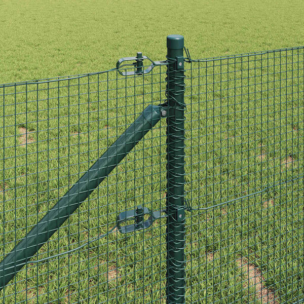 vidaXL Fence Post Green 50 x 0.4 m (16 x 16 mm mesh) Steel and PVC