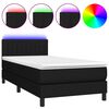 vidaXL Box Spring Bed with Mattress&LED Black 90x190cm Fabric