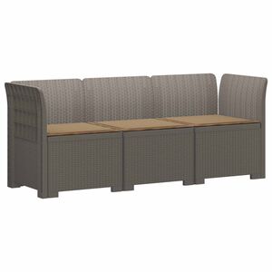 vidaXL 3-Seater Garden Sofa with Cushions Rattan Look PP Light Grey