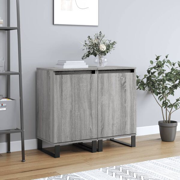 vidaXL Sideboards 2 pcs Grey Sonoma 40x35x70 cm Engineered Wood