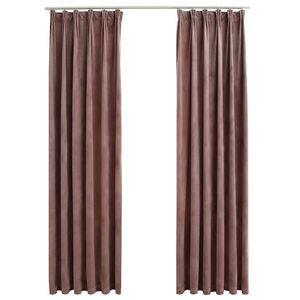 vidaXL Blackout Curtains 2pcs with Hooks Velvet Antique Pink 140x245cm