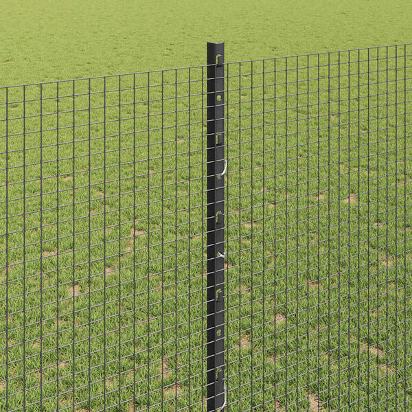 vidaXL Fence with Post Grey 1.4 x 25 m Steel and PVC