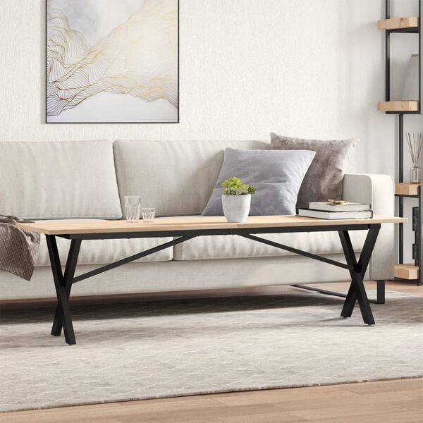 vidaXL Coffee Table X-Frame 160x40x45 cm Solid Wood Pine and Steel