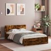 vidaXL Bed Frame with Headboard and LED Smoked Oak 140x200 cm