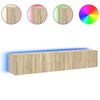 vidaXL TV Wall Cabinets with LED Lights 2 pcs Sonoma Oak 80x35x31 cm