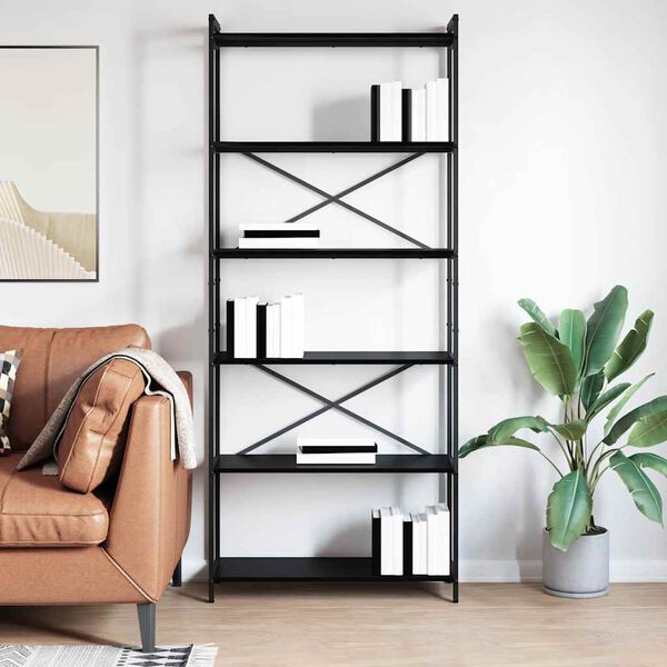 vidaXL Bookshelf Black Oak 80 x 30 x 190 cm Engineered Wood