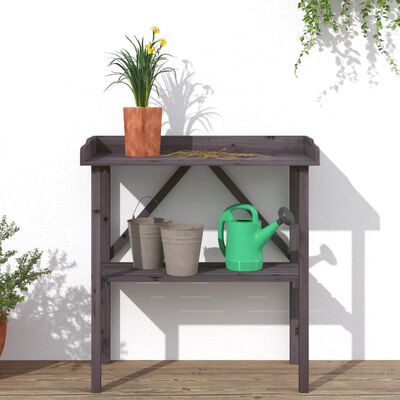 vidaXL Plant Table with Shelf Grey 78x38x82.5 cm Solid Wood Fir