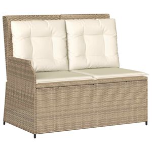 vidaXL Garden Bench with Cushion Beige Poly rattan