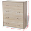 vidaXL Sideboard with 4 Drawers 60x30.5x71 cm Oak Colour