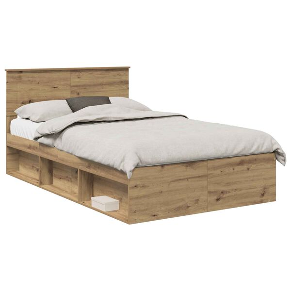vidaXL Bed Frame Artisian Oak 135 x 190 cm Engineered wood