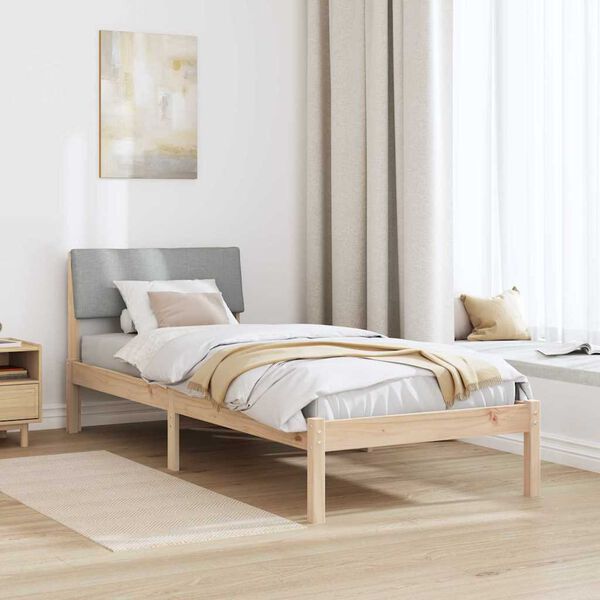 vidaXL Bed frame Brown and light grey 80 x 200 cm Solid pine wood