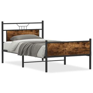 vidaXL Bed Frame without Mattress Smoked Oak 107x203 cm Engineered Wood