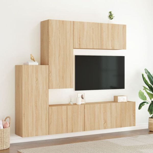 vidaXL 5 Piece TV Wall Units Sonoma Oak Engineered Wood