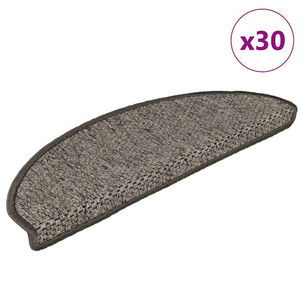 vidaXL Stair Mats Self-adhesive Sisal-Look 30 pcs 65x21x4 cm Grey and Beige