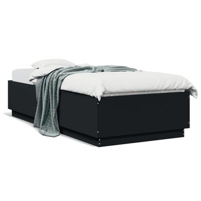 vidaXL Bed Frame with LED Lights Black 100x200 cm Engineered Wood