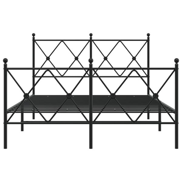 vidaXL Metal Bed Frame without Mattress with Footboard Black 120x200cm
