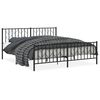 vidaXL Metal Bed Frame without Mattress with Footboard Black 180x200cm