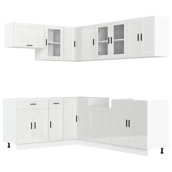 vidaXL 11 Piece Kitchen Cabinet Set Porto Gloss White Engineered Wood
