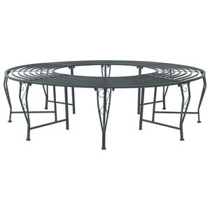 vidaXL Tree Bench 8-Seater &Oslash; 160 x 44 cm Steel Silver Grey Round