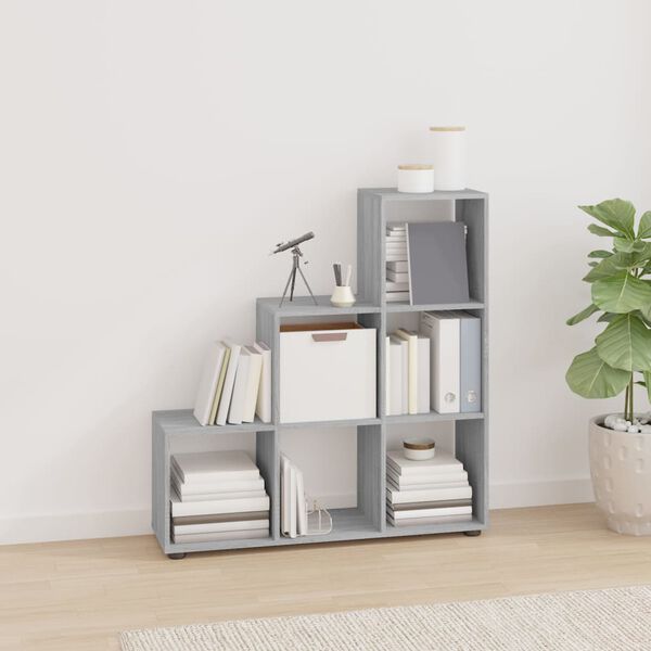 vidaXL Staircase Bookcase Grey Sonoma 107 cm Engineered Wood
