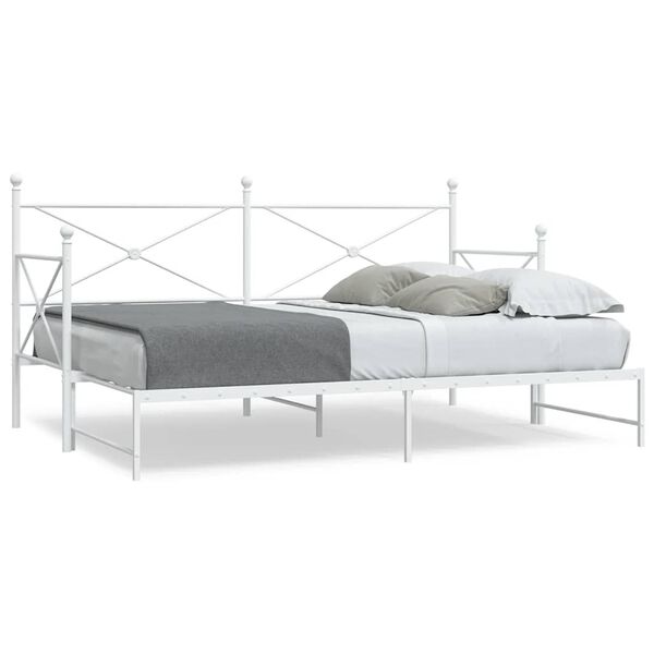 vidaXL Daybed with Trundle without Mattress White 90x190 cm Steel