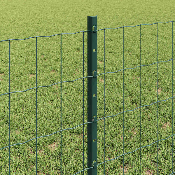 vidaXL Fence with Post Green 0.6 x 50 m Steel and PVC