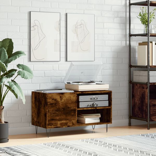 vidaXL Record Cabinet Smoked Oak 85x38x48 cm Engineered Wood
