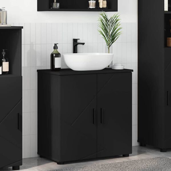 vidaXL Bathroom Cabinet Black 61 x 35 x 64 cm Engineered wood & Metal