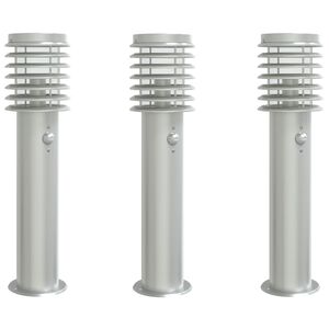 vidaXL Outdoor Floor Lamps with Sensors 3pcs Silver 60 cm Stainless Steel