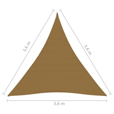 vidaXL Sunshade Sail 160 g/m² Taupe 3.6x3.6x3.6 m HDPE